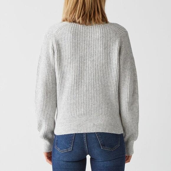 Michael Stars NWT Heather Grey Laurel Surplice Mini Sequin Faux Wrap Sweater - Picture 7 of 10